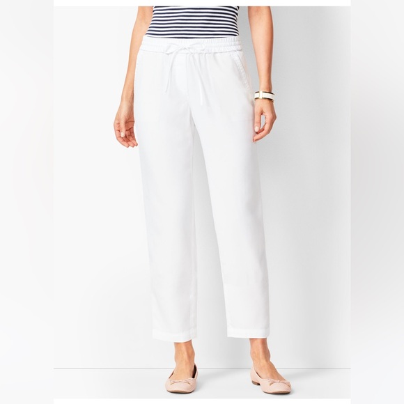 Talbots Pants - NWT Talbots‎ White 100% Linen Pants Easy Drawstring Waist With Pockets Size 22W